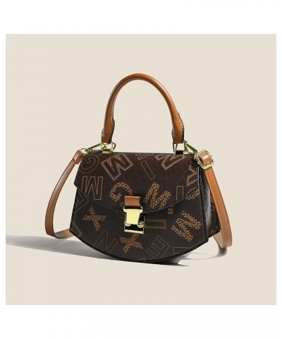 Alphabet Print Women's Satchel PU Faux Leather Designer Daily Overnight Bag (Dark brown) Dark Brown $17.27 Totes