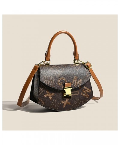 Alphabet Print Women's Satchel PU Faux Leather Designer Daily Overnight Bag (Dark brown) Dark Brown $17.27 Totes