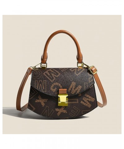 Alphabet Print Women's Satchel PU Faux Leather Designer Daily Overnight Bag (Dark brown) Dark Brown $17.27 Totes