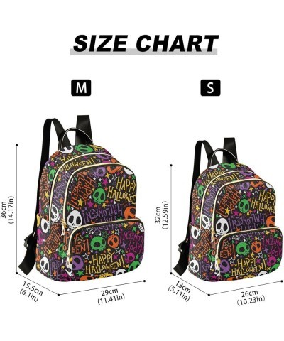 Halloween Colored Skulls and Black Cat Backpack Purse for Women Lightweight Back Pack Casual Daypack Travel Shoulder Bag Book...