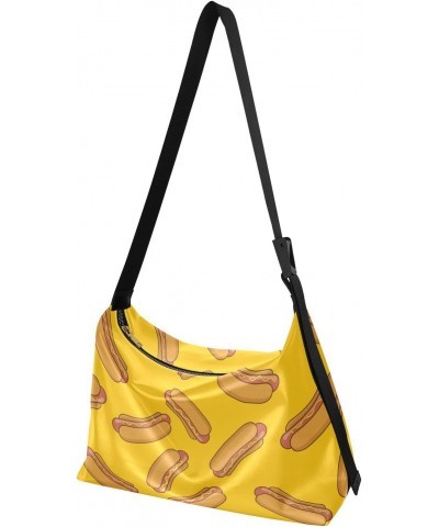 Casual Shoulder Bag Crossbody Yellow Tasty Hot Dog Hobo Handbag Purses with Wide Shoulder Strap Trendy Large Messenger Bag To...