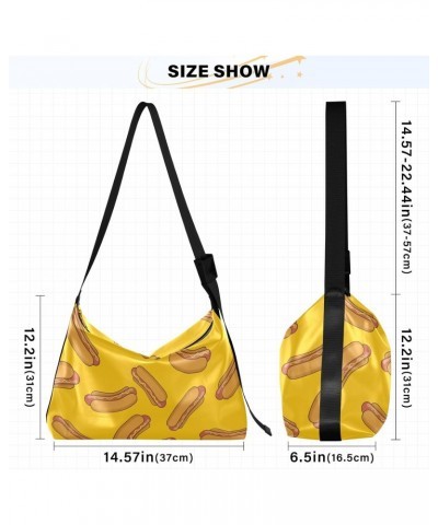 Casual Shoulder Bag Crossbody Yellow Tasty Hot Dog Hobo Handbag Purses with Wide Shoulder Strap Trendy Large Messenger Bag To...