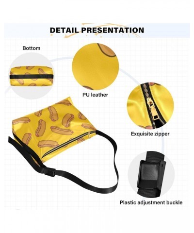 Casual Shoulder Bag Crossbody Yellow Tasty Hot Dog Hobo Handbag Purses with Wide Shoulder Strap Trendy Large Messenger Bag To...