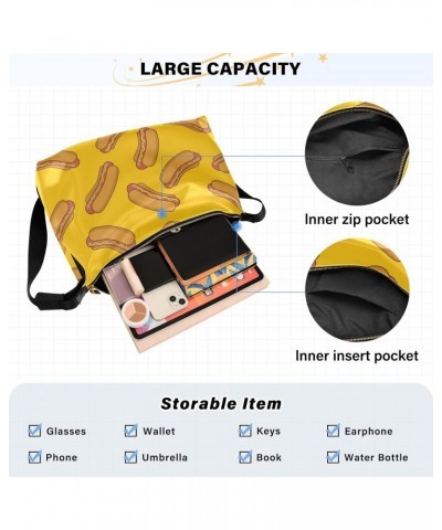 Casual Shoulder Bag Crossbody Yellow Tasty Hot Dog Hobo Handbag Purses with Wide Shoulder Strap Trendy Large Messenger Bag To...