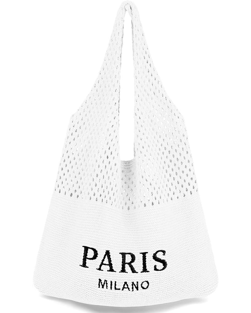 Crochet Bags for Women Summer Beach Tote Bag Aesthetic Tote Bag Hippie Bag Knit Bag Embroider-white $10.68 Totes