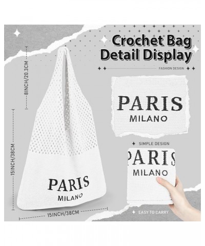 Crochet Bags for Women Summer Beach Tote Bag Aesthetic Tote Bag Hippie Bag Knit Bag Embroider-white $10.68 Totes