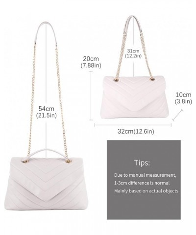 Women's Fashion Crossbody Bags Lightweight Adjustable Chain Strap Quilted Designer Handbags Shoulder Bag White $19.34 Shoulde...