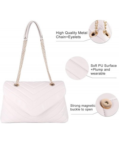 Women's Fashion Crossbody Bags Lightweight Adjustable Chain Strap Quilted Designer Handbags Shoulder Bag White $19.34 Shoulde...