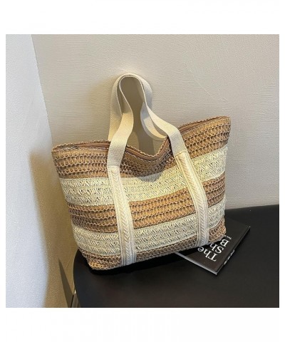 Large Straw Beach Bag for Women Summer Woven Tote Bag Shoulder Handbag Straw Purses with Zipper for Vacation Khaki $12.59 Totes