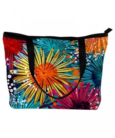 Tote Bag with Zipper, Casual Handbags for Women, Shoulder Bag, colorful abstract flower seamless $11.15 Totes