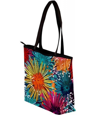 Tote Bag with Zipper, Casual Handbags for Women, Shoulder Bag, colorful abstract flower seamless $11.15 Totes