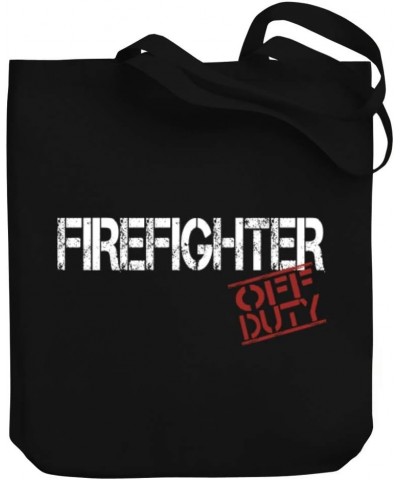 Firefighter Off Duty Stencil Canvas Tote Bag 10.5" x 16" x 4 $17.20 Totes