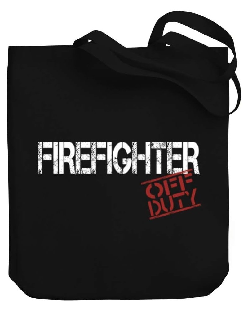 Firefighter Off Duty Stencil Canvas Tote Bag 10.5" x 16" x 4 $17.20 Totes