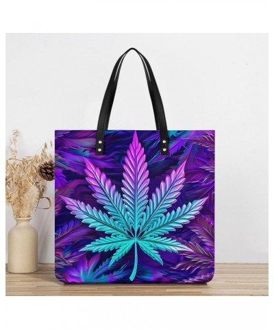 Boho Marijuana Handbag Large Capacity Top-Handle Bag Ladies Shoulder Totes $13.95 Totes