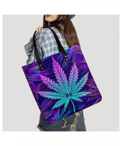 Boho Marijuana Handbag Large Capacity Top-Handle Bag Ladies Shoulder Totes $13.95 Totes