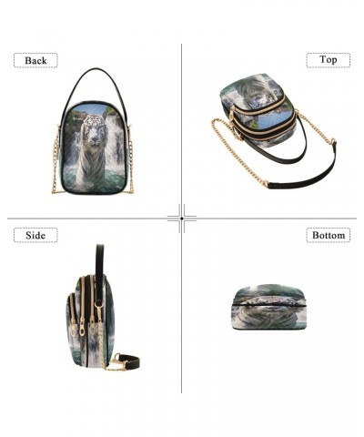 Quilted Crossbody Bags for Women,White Tiger Swimming in Water Women's Crossbody Handbags Small Travel Purses Phone Bag $9.02...