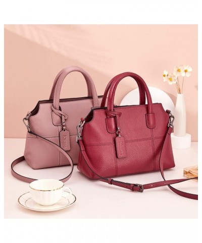 Genuine Leather Handbags for Women, Soft Hobo Satchel Shoulder Crossbody Bags Ladies Purses Pink $35.74 Satchels