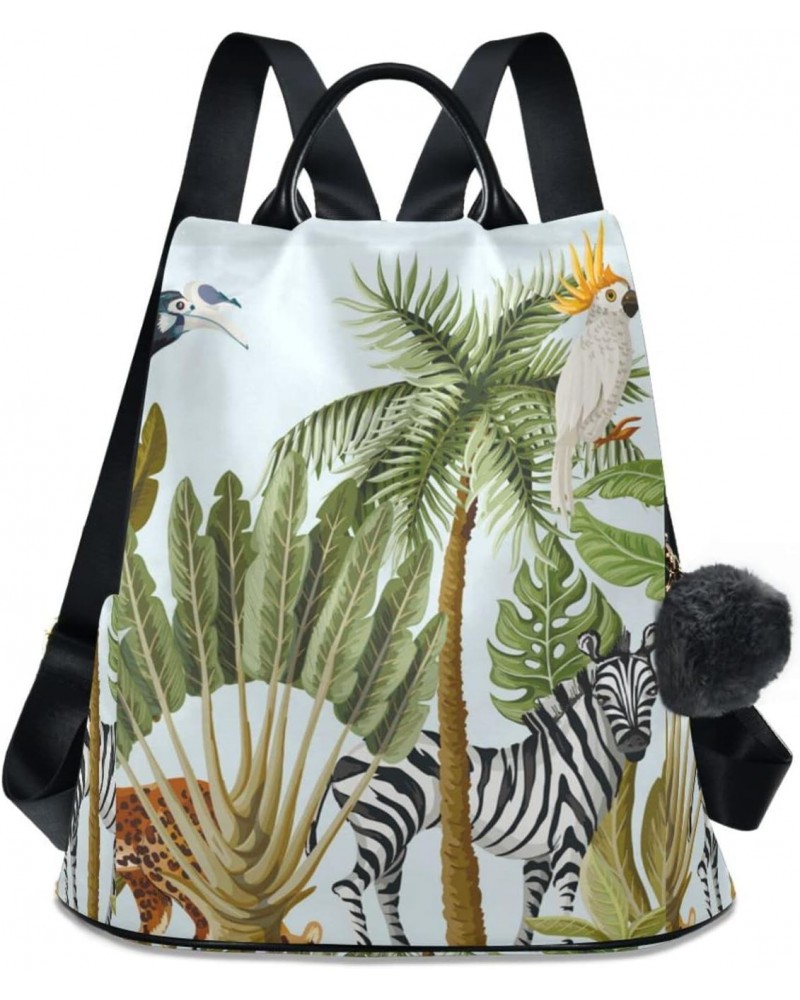 Tropical Palm Tree and Jungle Animals Backpack Purse for Women Anti-theft Fashion Ladies Back Pack Casual Travel Bag $22.39 B...