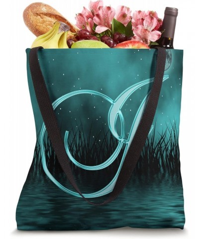 I Teal Night Dark Moon Stars Water Sky Initial Letter Name Tote Bag $10.49 Totes