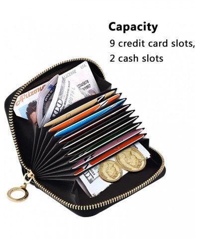 RFID Credit Card Holder Rose Hound's Teeth Checker Leather With Zipper Card Case Wallet for Women Girls $11.20 Wallets