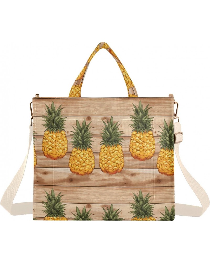 Fresh Pineapple Pattern Tote Bag Large Capacity for Women Handbag Corduroy Crossbody Shoulder Bag $16.49 Totes