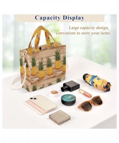 Fresh Pineapple Pattern Tote Bag Large Capacity for Women Handbag Corduroy Crossbody Shoulder Bag $16.49 Totes