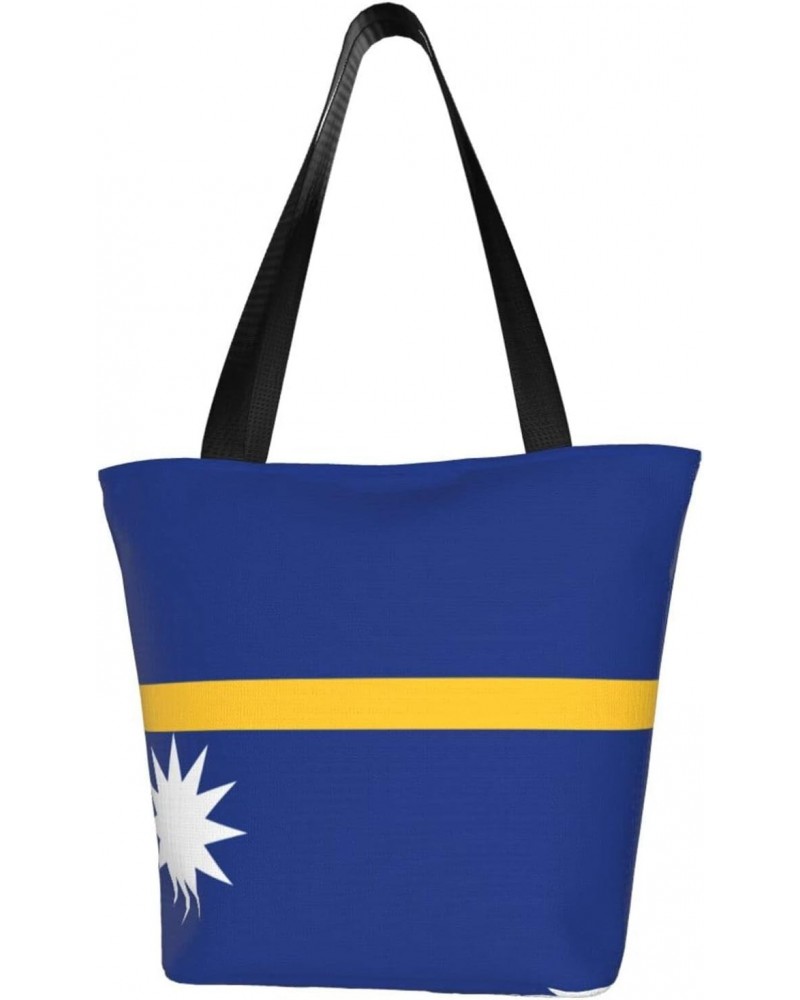 Nauru Flag Women'S Casual One Shoulder Carry Shopping Bag Large Capacity Working Storage Handbag $16.14 Shoulder Bags