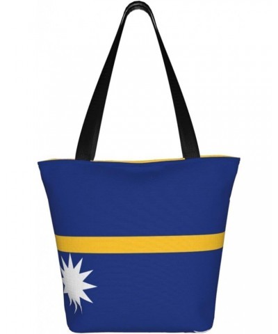 Nauru Flag Women'S Casual One Shoulder Carry Shopping Bag Large Capacity Working Storage Handbag $16.14 Shoulder Bags