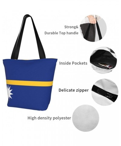 Nauru Flag Women'S Casual One Shoulder Carry Shopping Bag Large Capacity Working Storage Handbag $16.14 Shoulder Bags