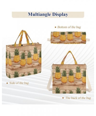 Fresh Pineapple Pattern Tote Bag Large Capacity for Women Handbag Corduroy Crossbody Shoulder Bag $16.49 Totes