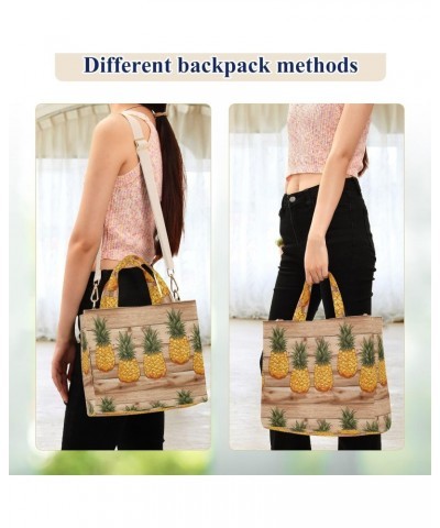 Fresh Pineapple Pattern Tote Bag Large Capacity for Women Handbag Corduroy Crossbody Shoulder Bag $16.49 Totes