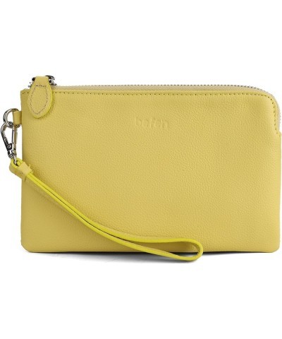 Women's Genuine Leather Wristlet Clutch Purse Ladies Slim Corner Zip Wallets, Silver Zipper A01 Yellow $14.30 Wristlets