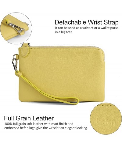 Women's Genuine Leather Wristlet Clutch Purse Ladies Slim Corner Zip Wallets, Silver Zipper A01 Yellow $14.30 Wristlets