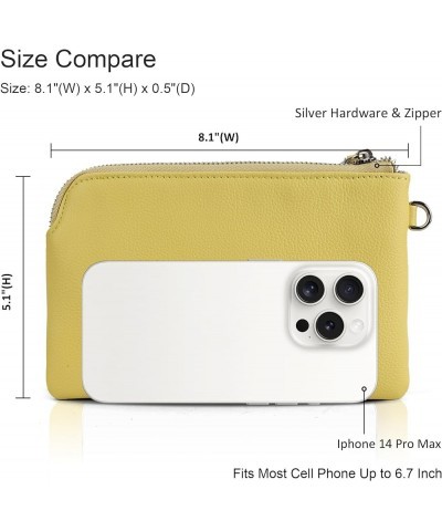 Women's Genuine Leather Wristlet Clutch Purse Ladies Slim Corner Zip Wallets, Silver Zipper A01 Yellow $14.30 Wristlets