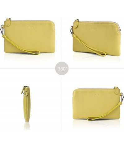 Women's Genuine Leather Wristlet Clutch Purse Ladies Slim Corner Zip Wallets, Silver Zipper A01 Yellow $14.30 Wristlets