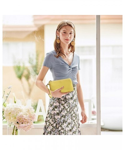 Women's Genuine Leather Wristlet Clutch Purse Ladies Slim Corner Zip Wallets, Silver Zipper A01 Yellow $14.30 Wristlets