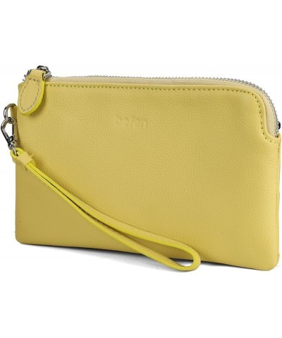 Women's Genuine Leather Wristlet Clutch Purse Ladies Slim Corner Zip Wallets, Silver Zipper A01 Yellow $14.30 Wristlets