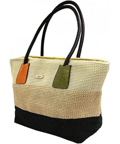 Women Round Straw Purse Shoulder Bag Woven Summer Beach Bag Tote Handbag… Beige-stripe $17.48 Shoulder Bags