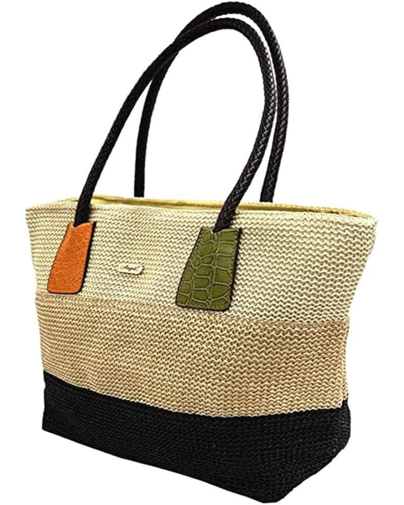 Women Round Straw Purse Shoulder Bag Woven Summer Beach Bag Tote Handbag… Beige-stripe $17.48 Shoulder Bags