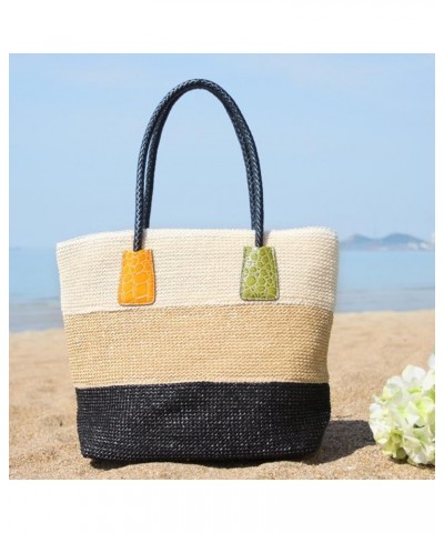 Women Round Straw Purse Shoulder Bag Woven Summer Beach Bag Tote Handbag… Beige-stripe $17.48 Shoulder Bags