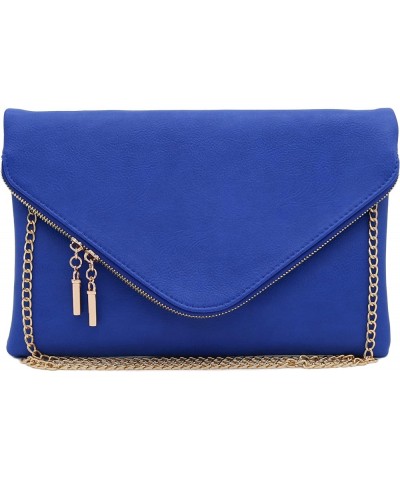 Large Envelope Clutch Bag with Chain Strap (Oversize) Royal Blue $13.22 Clutches