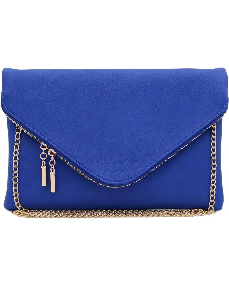 Large Envelope Clutch Bag with Chain Strap (Oversize) Royal Blue $13.22 Clutches