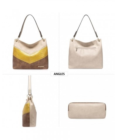 Hobo Bag Purses and Handbags for Women Top Handle Handbags with Pockets Zipper B-beige/Yellow/Light Brown $15.67 Totes