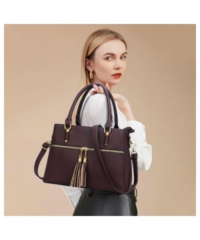 Women Satchel Bags Handle Shoulder Handbags and Purses Pockets Zipper Leather Crossbody Bags D-coffee $16.14 Satchels