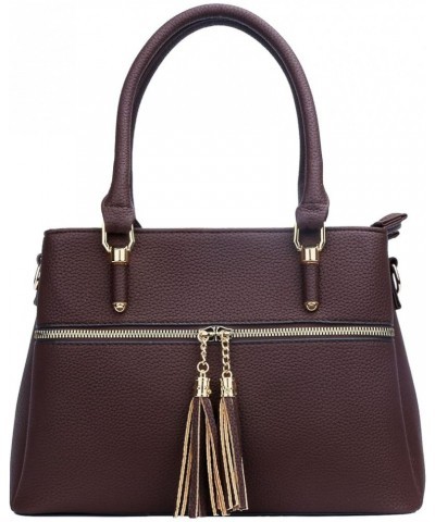 Women Satchel Bags Handle Shoulder Handbags and Purses Pockets Zipper Leather Crossbody Bags D-coffee $16.14 Satchels