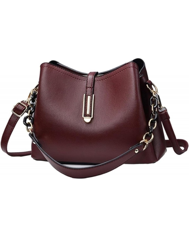 Womens Office Fashion Casual Shoulder Crossbody Bag Classic Leisure Top Handle Bags Solid Vintage Handbag Tote Wine Red $19.7...