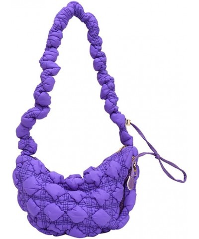 Leisure Quilted Satchel Bags Women Shopper Purse Ruched Padded Solid Chest Bag Handbag Crossbody Bag Purple $9.00 Totes