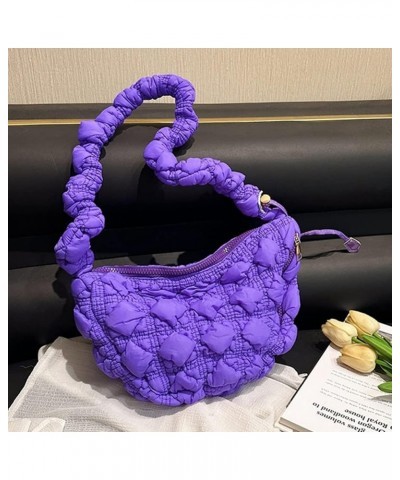 Leisure Quilted Satchel Bags Women Shopper Purse Ruched Padded Solid Chest Bag Handbag Crossbody Bag Purple $9.00 Totes