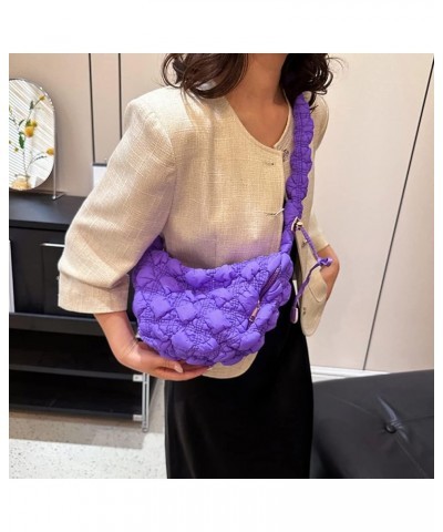 Leisure Quilted Satchel Bags Women Shopper Purse Ruched Padded Solid Chest Bag Handbag Crossbody Bag Purple $9.00 Totes