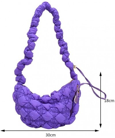 Leisure Quilted Satchel Bags Women Shopper Purse Ruched Padded Solid Chest Bag Handbag Crossbody Bag Purple $9.00 Totes